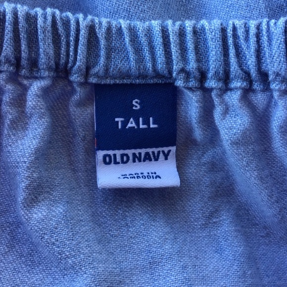 Old Navy Chambray Open Back Balloon Sleeve Blue Dress Size S Tall - Picture 6 of 7